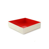 Wooden Folding Box with Red Shiny Interior - L:6.3in W:6.3in H:1.4in - 100 pcs