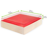 Wooden Folding Box with Red Shiny Interior - L:6.3in W:6.3in H:1.4in - 100 pcs