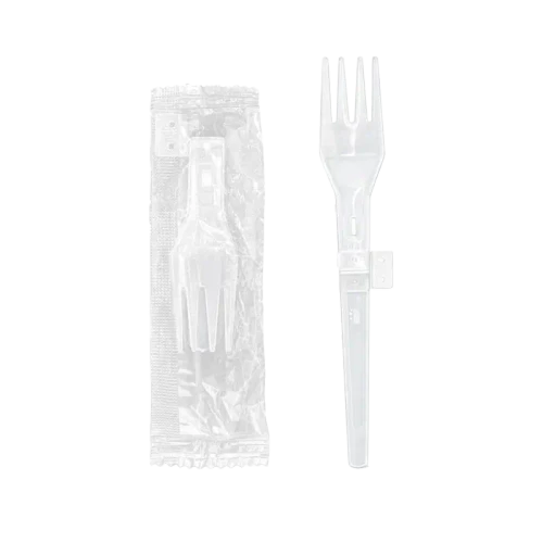 White Folding Fork Wrapped - L:5.3in - 1000 pcs