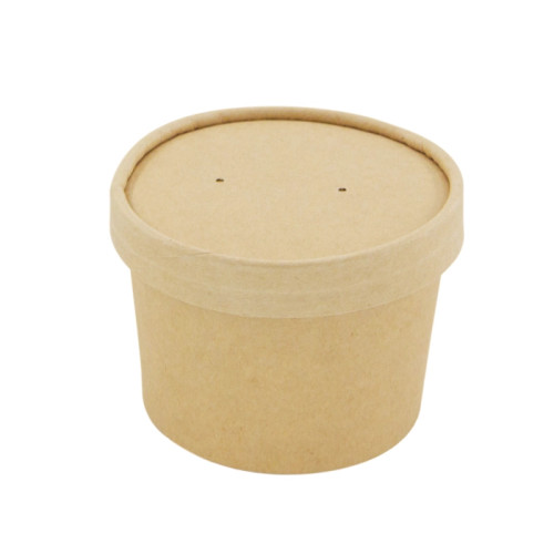 Brown Kraft Soup Cup with Kraft Lid Included - 8oz D:3.5in H:2.4in - 500 pcs Brown Kraft Soup Cup with Kraft Lid Included - 8oz D:3.5in H:2.4in - 500 pcs