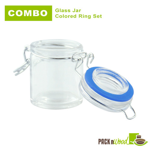 Glass Seal Jar With Dark Blue Seal Rings - 1.5oz