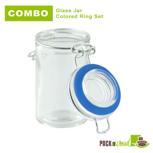 Glass Seal Jar With Dark Blue Seal Rings - 3.4oz