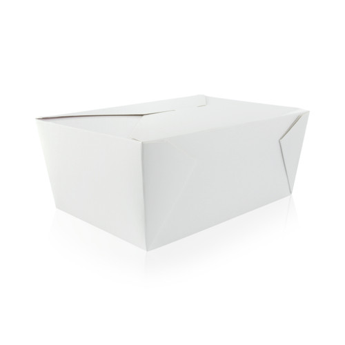 White Meal Box - 100oz Base:L:7.7in W:5.5in H:3.5in Top:L:8.5in W:6.3in H:3.5in - 160 pcs