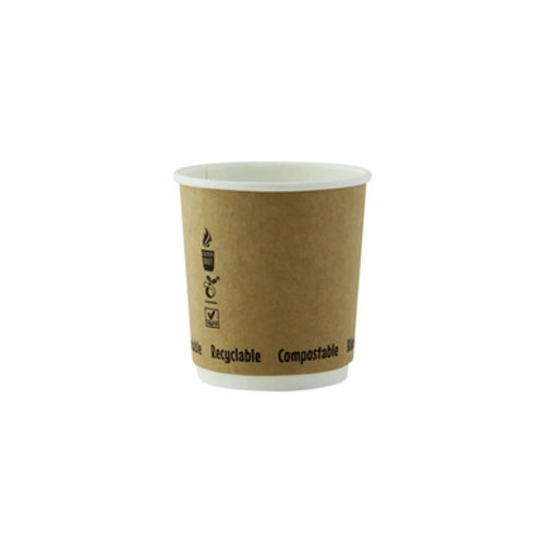 Double Wall Kraft Compostable Paper Cup - 4oz D:2.4in H:2.4in - 1000 pcs Double Wall Kraft Compostable Paper Cup - 4oz D:2.4in H:2.4in - 1000 pcs