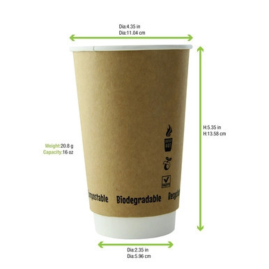 Download Double Wall Kraft Compostable Paper Cup 16oz Dia 3 5in H 5 35in Packnwood