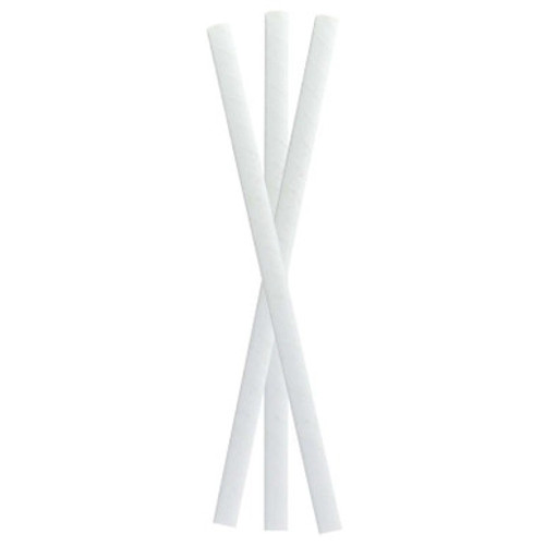 Durable Solid White Smoothie Paper Straws - Unwrapped - D:0.3in L:7.75in - 3000 pcs