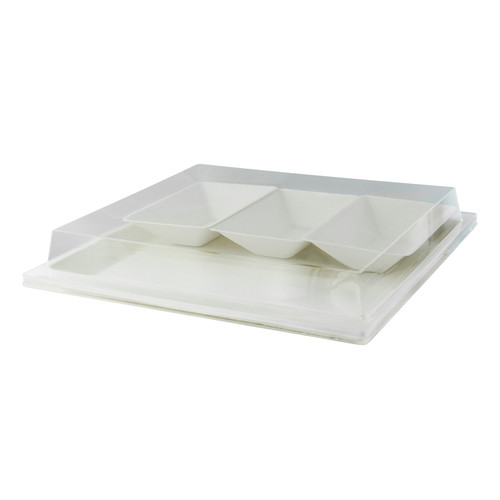 Sugarcane Bento Box Tray  with 3 Sugarcane Dish Compartments - 200 VIP Set