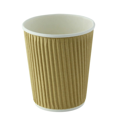Compostable Rippled Kraft Cup - 8oz D:3.1in H:3.6in - 1000 pcs