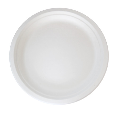 Sugarcane White Round Plate - D:10in - 500 pcs