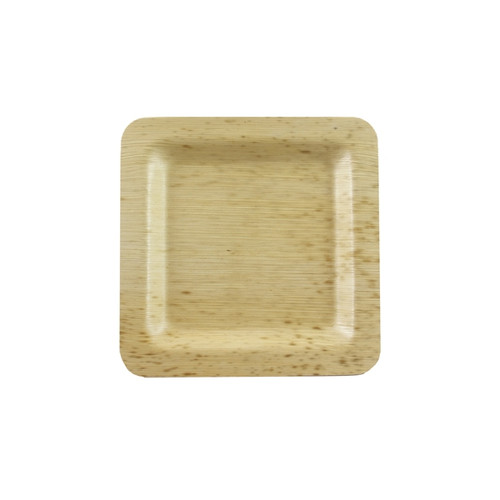 Square Bamboo Leaf Double Layer Plate - L:4.7in W:4.7in H:0.45in - 100 pcs