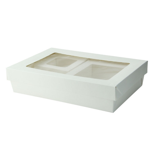 White Rectangular Windox Bento Box with 2 Compartments - 200 VIP Set