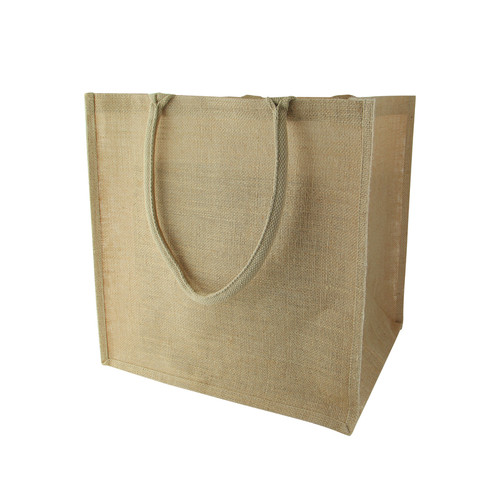 Natural Reusable carrier jute bag with handle - W:15in Gusset:13in H:15in - 20 pcs