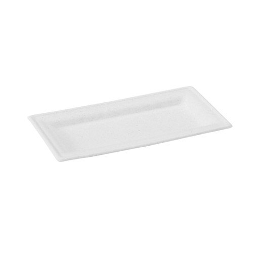 Rectangular White Sugarcane Plate - L:10in W:5in - 500 pcs