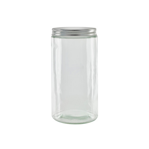 Round reusable jar glass with aluminium cap - 33.8oz D:3.42in W:3.66in H:7.36in - 30 pcs