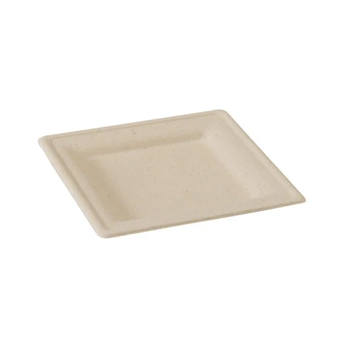 Square Brown Sugarcane Plate (No added PFAs) - L:10.2 W:10.2in - 250 pcs