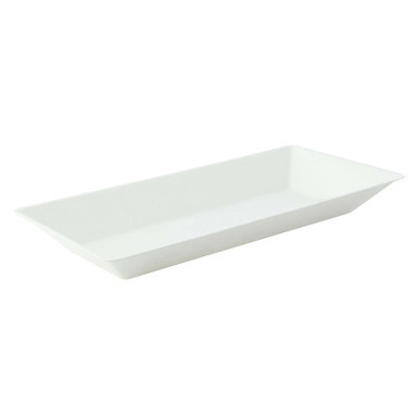 Eco-Design White Sugarcane Plate (No added PFAs) - 24oz L:10.25in W:5.12in H:1.1in - 500 pcs