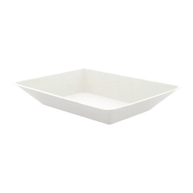 Eco-Design White Sugarcane Plate (No added PFAs) - 15oz L:6.6in W:5.1in H:1.1in - 500 pcs