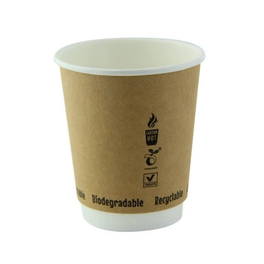 Bio double walled coffee cup - 8oz D:3.15in H:3.66in - 300 pcs