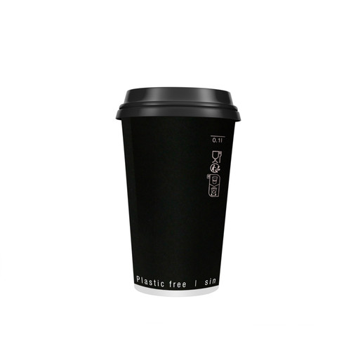 Black Double Wall Paper Cup Without Plastic - 10oz D:3.5in H:3.4in - 500 pcs