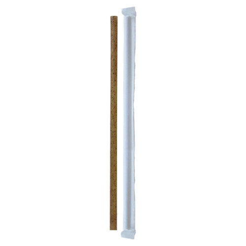 Compostable Wrapped Coffee Ground Jumbo Straw - D:0.2in L:7.75in - 2000 pcs
