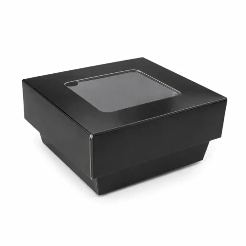 Bakeable Black Kray Box with PET Lid - 7oz L:2.8in W:2.8in H:1.6in Up to 350F(Base Only) - 100 pcs