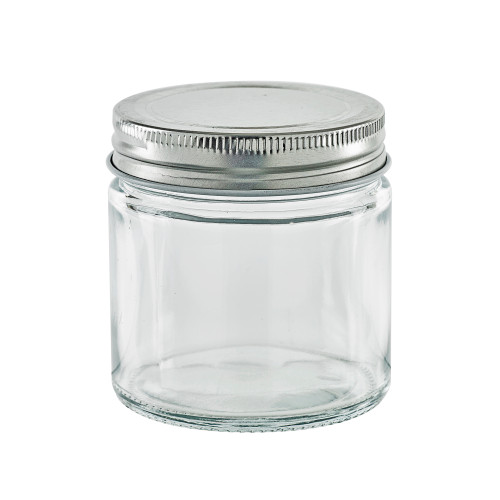 Round reusable jar glass with aluminium cap - 7.4oz D:2.75in W:2.91in H:3.03in - 20 pcs