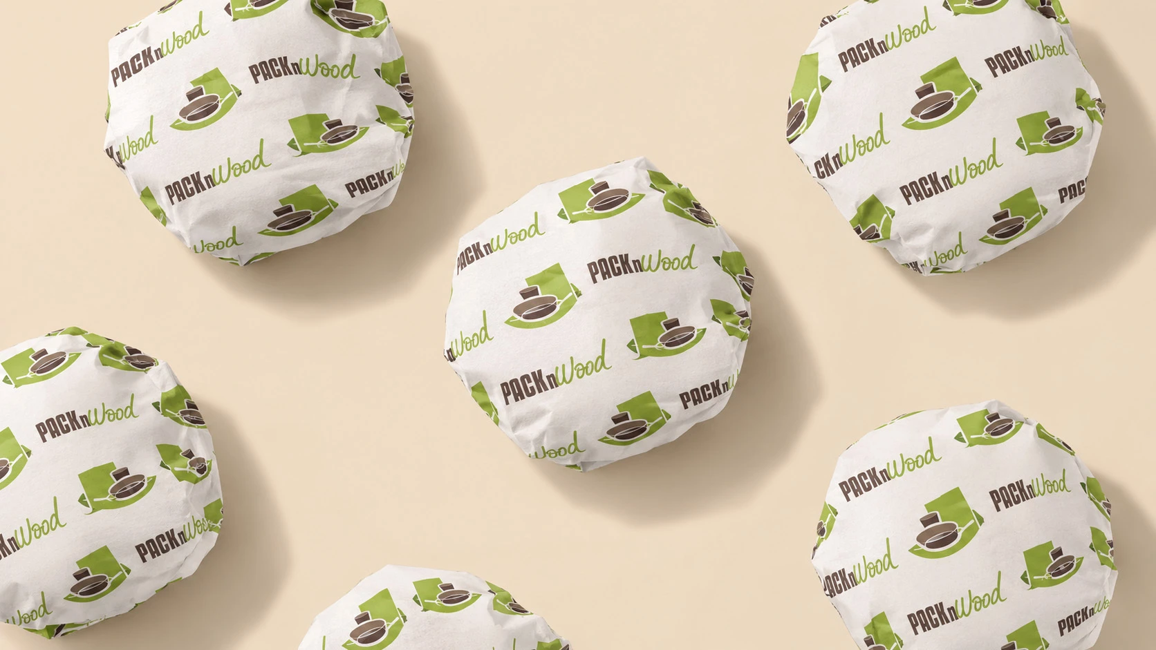 Burgers wrapped in custom printed PacknWood paper