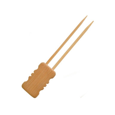 MBOLA Double Prong Bamboo Skewer with Block End - L:5.9in - 480 pcs MBOLA Double Prong Bamboo Skewer with Block End - L:5.9in - 480 pcs
