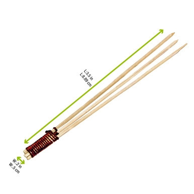 Bamboo Skewer 3 Prong with Tied End - L:3.14in W:0.2in - 2000 pcs Bamboo Skewer 3 Prong with Tied End - L:3.14in W:0.2in - 2000 pcs
