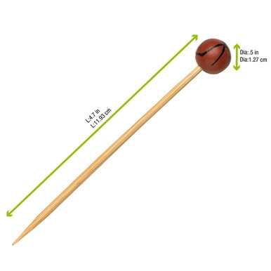 Bamboo Basketball Skewers - L:4.7in - 1000 pcs Bamboo Basketball Skewers - L:4.7in - 1000 pcs