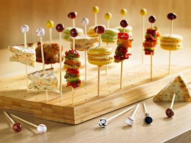 Bamboo Football Skewers - L:4.7in - 1000 pcs Bamboo Football Skewers - L:4.7in - 1000 pcs