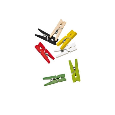 Assorted Colors Mini Wooden Clothespin - L:1in W:0.36in - 2000 pcs