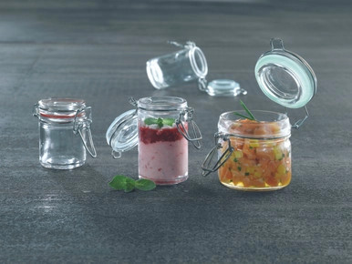 Mini Reusable Glass Seal Jars - 2oz D:1.7in H:3.2in - 24 pcs Mini Reusable Glass Seal Jars - 2oz D:1.7in H:3.2in - 24 pcs