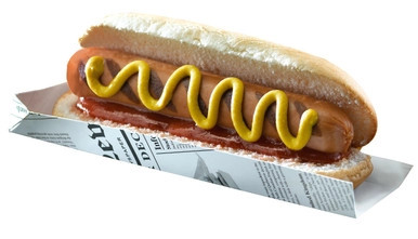 Hot Dog Holder Tray with Newspaper Print - 2.36oz L:7in W:1.5in H:0.7in - 1000 pcs Hot Dog Holder Tray with Newspaper Print - 2.36oz L:7in W:1.5in H:0.7in - 1000 pcs