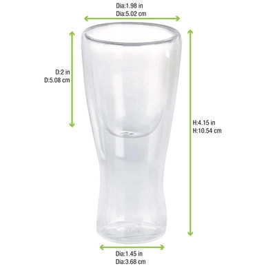 Double Wall Tall Mini Reusable Glass. - 2oz D:2in H:4in - 48 pcs