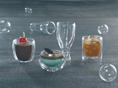 Double Wall Short Mini Reusable Glass - 2.5oz D:2.5in H:2.65in - 48 pcs