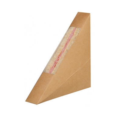 Kraft Single Sandwich Box with PET Window - L:4.8in W:1in H:4.8in - 500 pcs Kraft Single Sandwich Box with PET Window - L:4.8in W:1in H:4.8in - 500 pcs