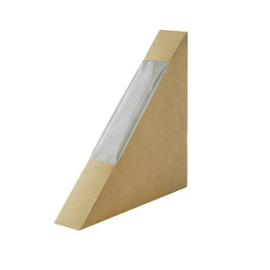 Kraft Single Sandwich Box with PET Window - L:4.8in W:1in H:4.8in - 500 pcs Kraft Single Sandwich Box with PET Window - L:4.8in W:1in H:4.8in - 500 pcs