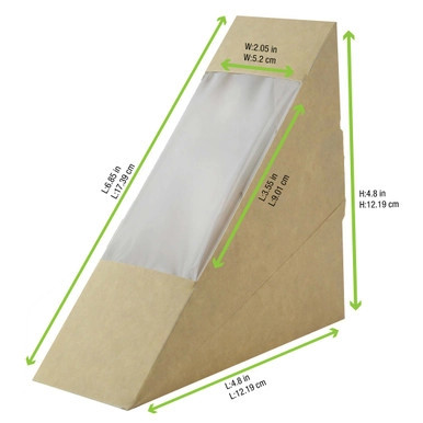 Kraft Double Sandwich Box with PET Window - L:4.8in W:2in H:4.8in - 500 pcs Kraft Double Sandwich Box with PET Window - L:4.8in W:2in H:4.8in - 500 pcs