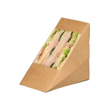 Kraft XL Triple Sandwich Box with PET Window - L:4.8in W:3.2in H:4.8in - 500 pcs Kraft XL Triple Sandwich Box with PET Window - L:4.8in W:3.2in H:4.8in - 500 pcs