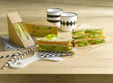 Kraft XL Triple Sandwich Box with PET Window - L:4.8in W:3.2in H:4.8in - 500 pcs Kraft XL Triple Sandwich Box with PET Window - L:4.8in W:3.2in H:4.8in - 500 pcs