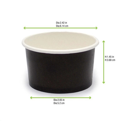 Black Paper Cup - 2oz D:2.4in H:1.4in - 1000 pcs Black Paper Cup - 2oz D:2.4in H:1.4in - 1000 pcs