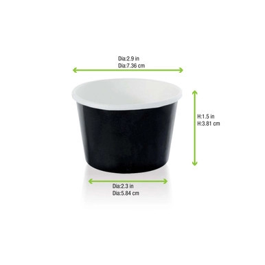 Black Paper Cup - 3oz D:2.95in H:1.4in - 1000 pcs Black Paper Cup - 3oz D:2.95in H:1.4in - 1000 pcs