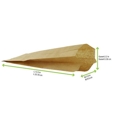 Brown Paper Sandwich Bag - L:13.8in W:3.9in H:1.6in - 1000 pcs Brown Paper Sandwich Bag - L:13.8in W:3.9in H:1.6in - 1000 pcs