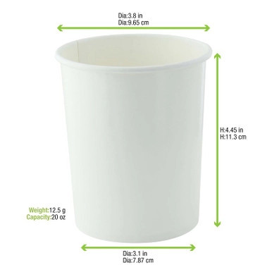 White Soup Cup (Lid optional) - 20oz D:3.75in H:4.4in - 500 pcs White Soup Cup (Lid optional) - 20oz D:3.75in H:4.4in - 500 pcs