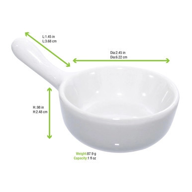 COOK Mini Porcelain Saucepan - 1oz D:2.5in H:1.5in - 24 pcs