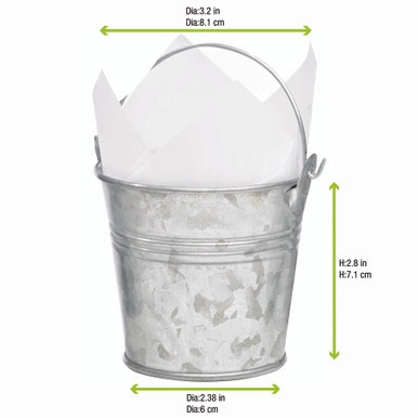 Mini Reusable Metal Bucket - 7oz D:3in H:3in - 144 pcs Mini Reusable Metal Bucket - 7oz D:3in H:3in - 144 pcs