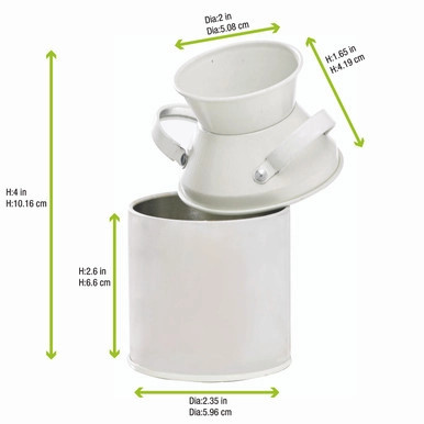 Mini Reusable White Metal Milk Can - 4.5oz D:2in H:4in - 36 pcs Mini Reusable White Metal Milk Can - 4.5oz D:2in H:4in - 36 pcs