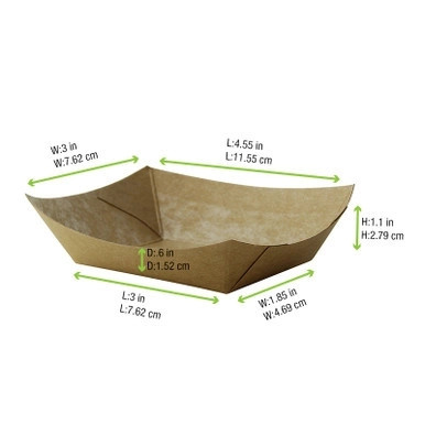Multi Use Small Kraft Paper Boat - 0.25lbs 3oz L:4.5in W:3.2in H:1.1in - 1000 pcs Multi Use Small Kraft Paper Boat - 0.25lbs 3oz L:4.5in W:3.2in H:1.1in - 1000 pcs