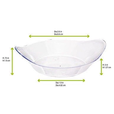 INDA Oval Transparent Dish - 2oz L:3.2 W:2.5in - 600 pcs INDA Oval Transparent Dish - 2oz L:3.2 W:2.5in - 600 pcs